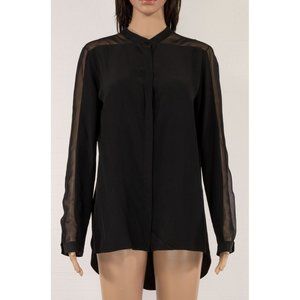 AKRIS Punto 100% silk high/low button down blouse